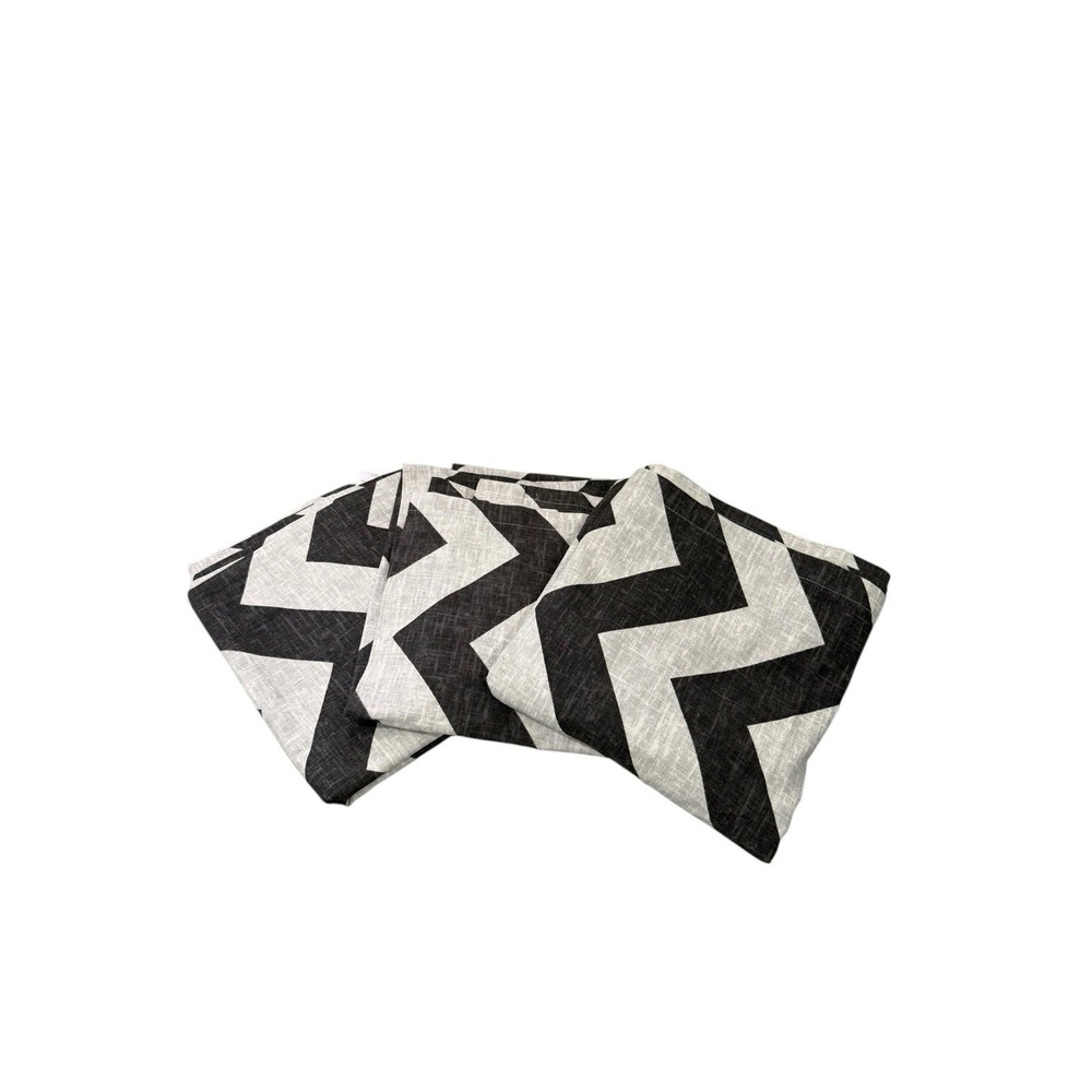 West Elm Charcoal Gray Grey Chevron 100%‎ Cotton Curtain Panels Lot Of 3 84x48